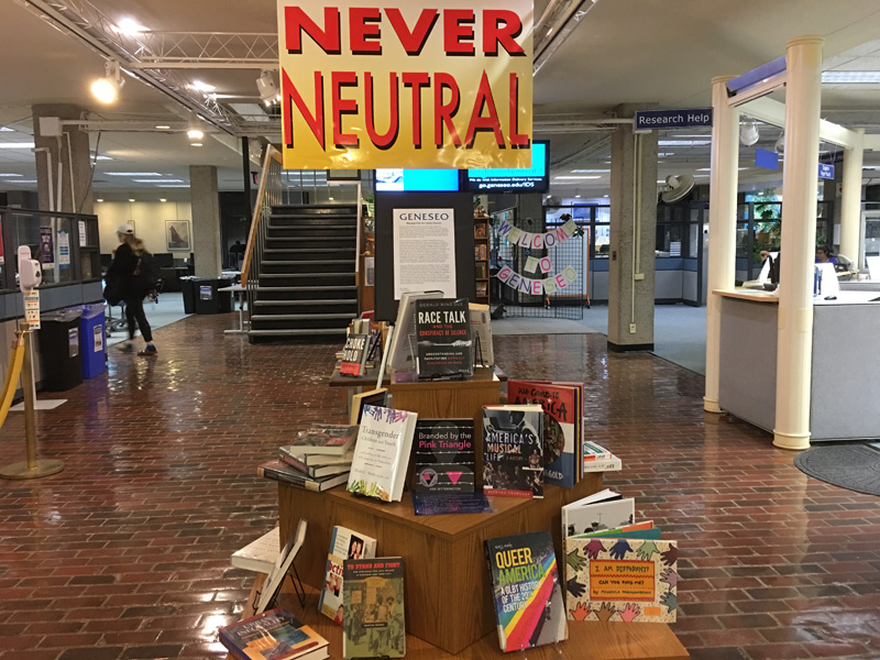 Never Neutral book display in main lobby.