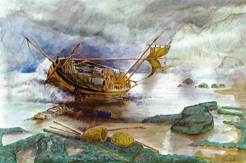 Shipwreck painting by Djamel Ameziane in 2011 from Guantanamo Bay Prison