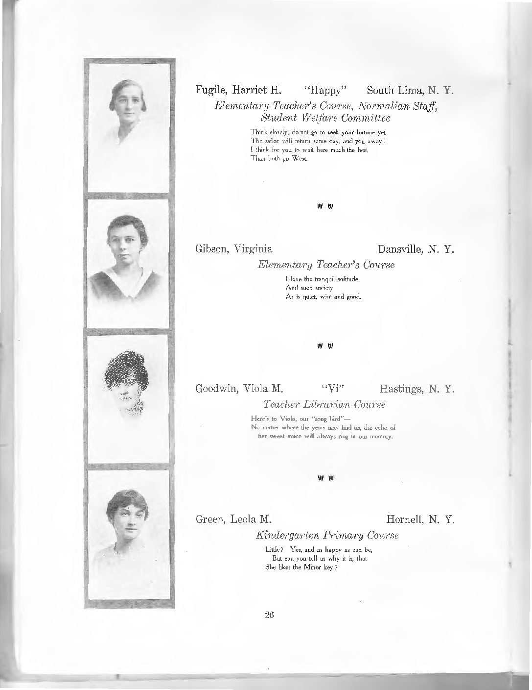 Harriet Fugle 1920 Geneseo Normal School alumna Lamron