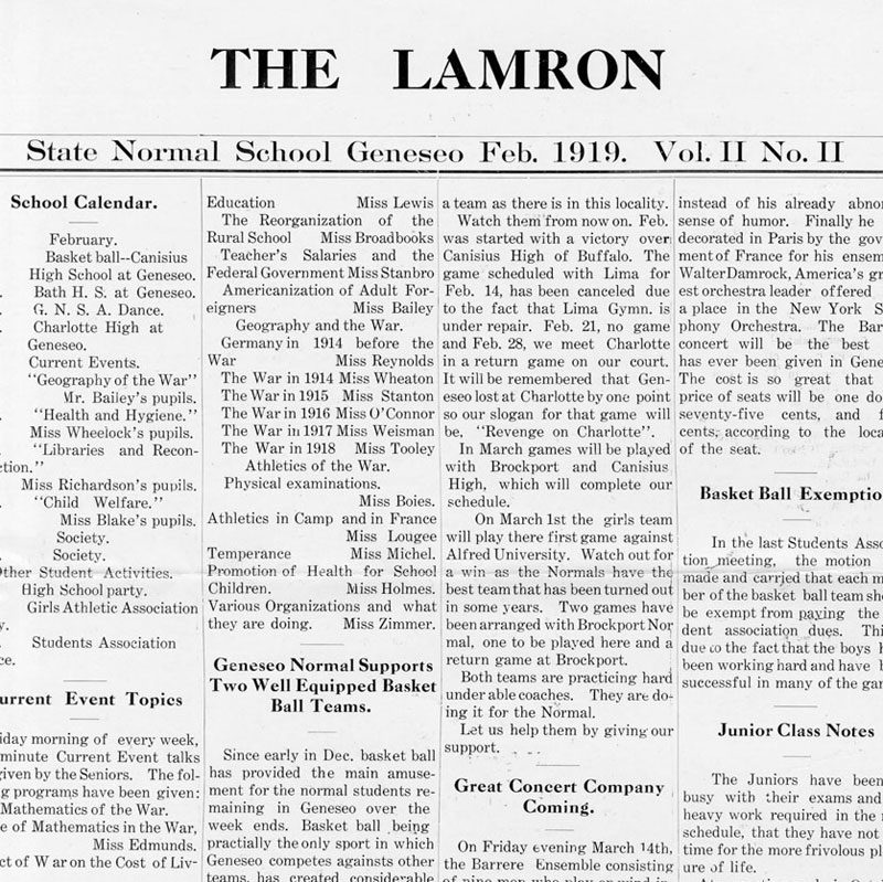 SUNY Geneseo Lamron 1919