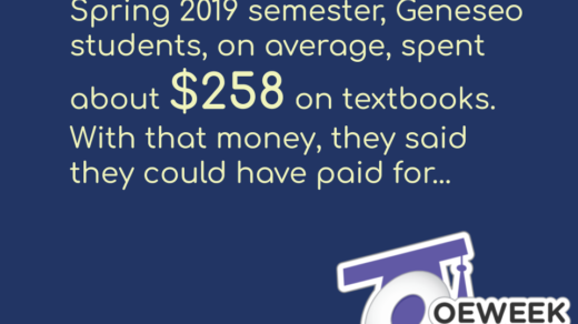 Spring 2019 semester,Geneseo students on average spent $258 on textbooks.