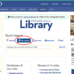 Fraser Hall Library Homepage with DOI search highlighted