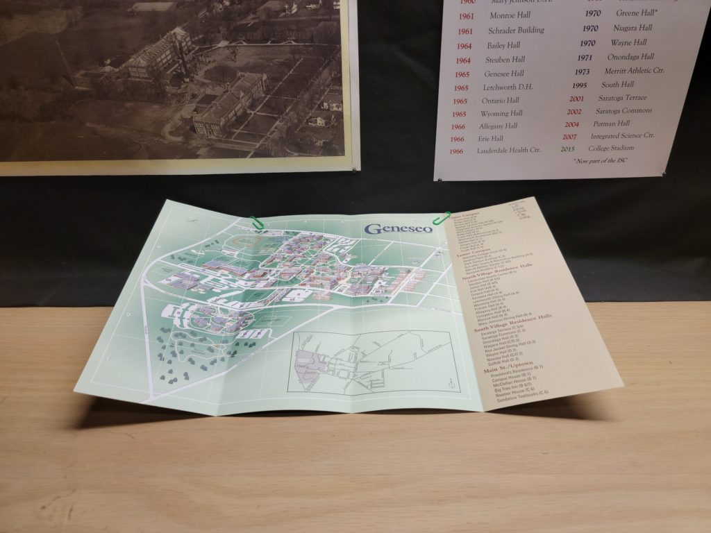 Geneseo Campus map and chart listing dates of each building