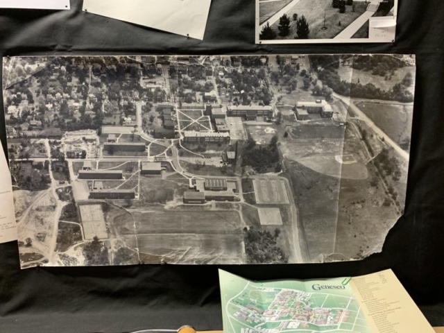 Geneseo College History Display  1950s 1960s aerial photo of campus