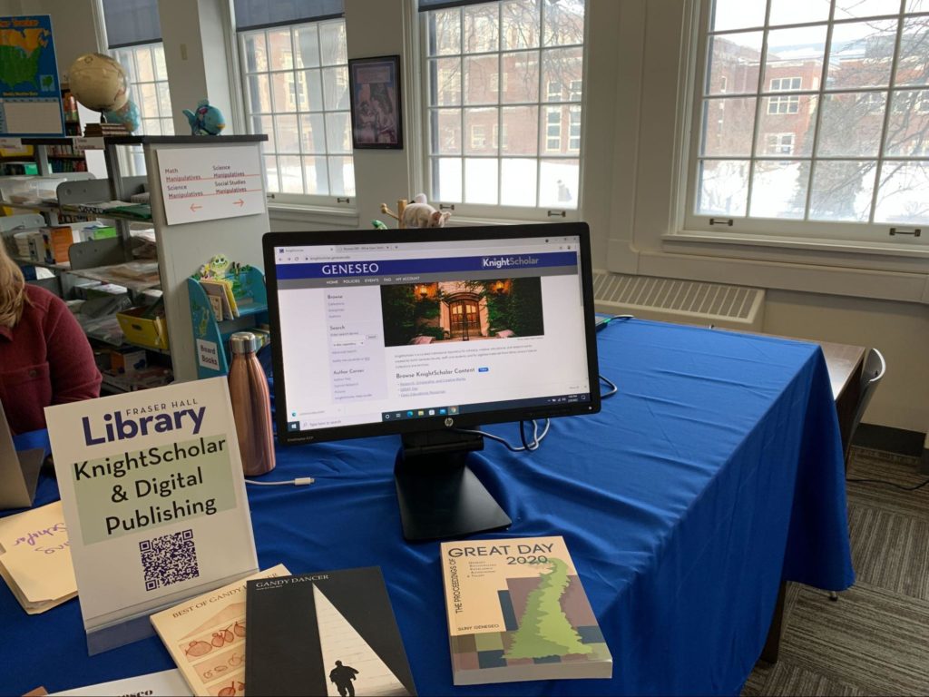 KnightScholar and Digital Publishing station at Fraser Hall Library Open House