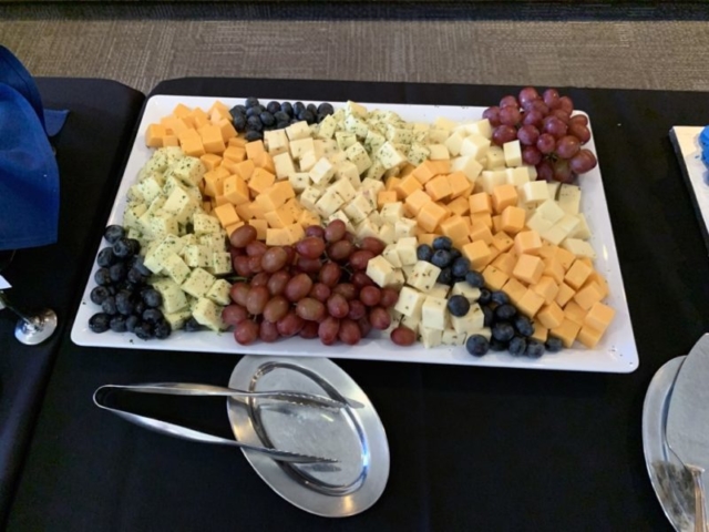 Beautiful assortment of Cheese and Grapes at the Geneseo Authors Celebration