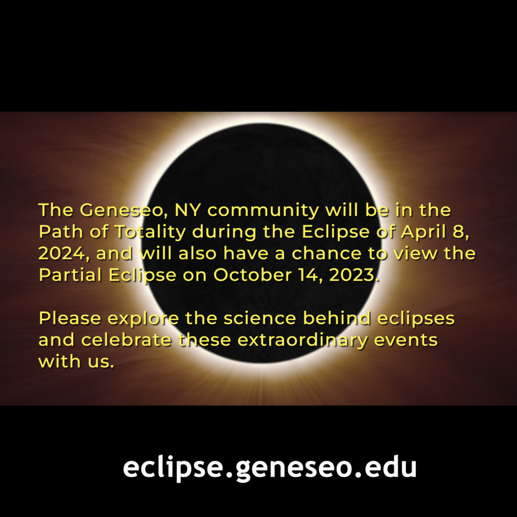 image of Homepage of eclipse.geneseo.edu with animated solar eclipse background, credit NASA.gov